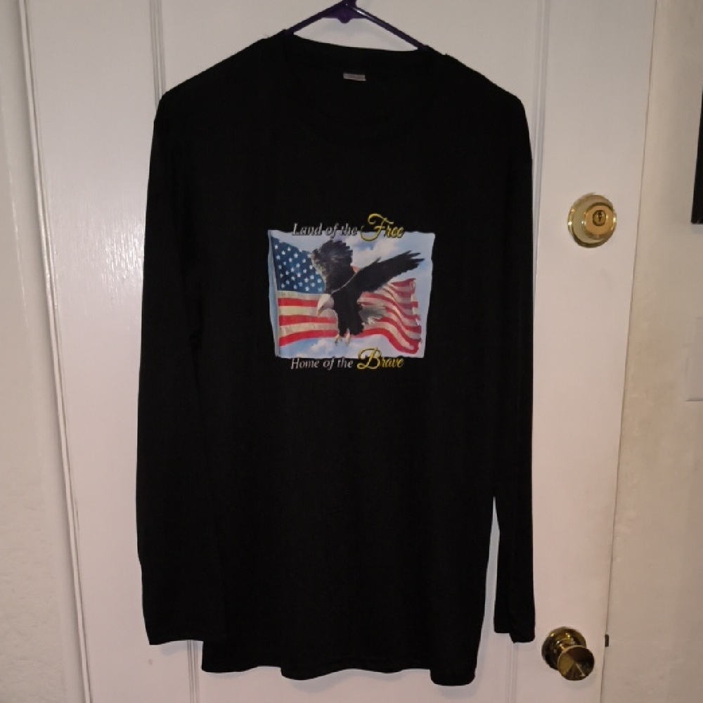 Patriotic Black Long Sleeve Men's Shirt